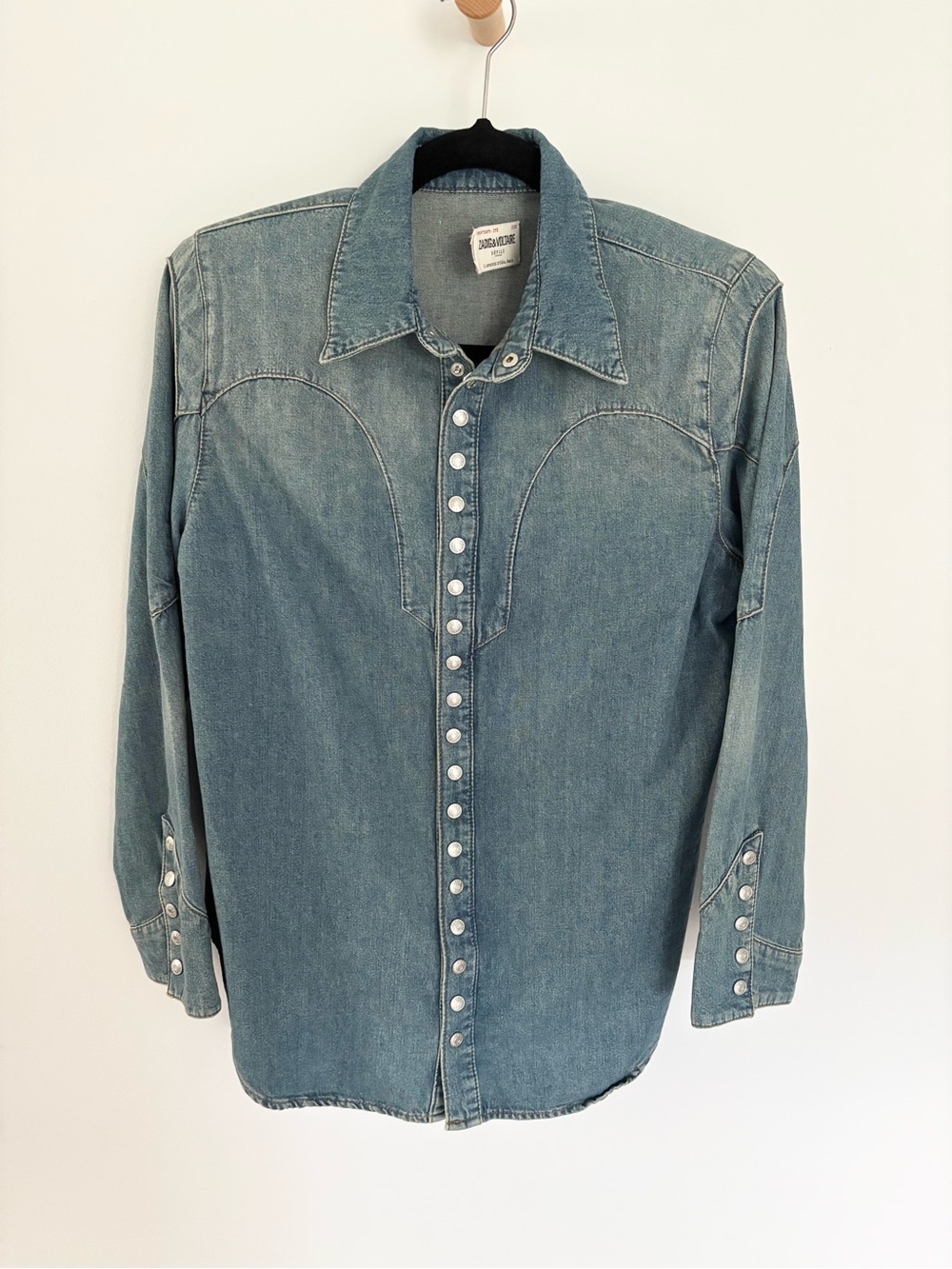 NWOT Zadig & Voltaire Thelmus Denim Western Shirt - Medium Blue Size L